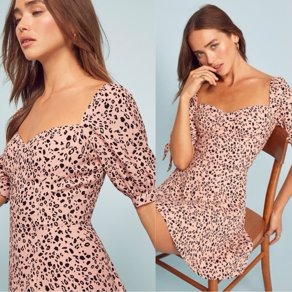 Reformation Dresses & Skirts - Reformation Quin Tie Sleeve Mini Dress in Pink Panther